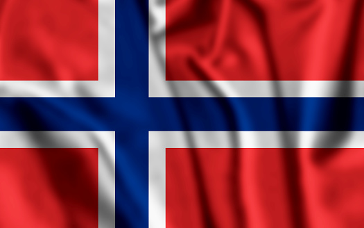 waving colorful flag of norway.
