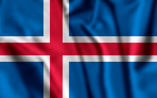 3d illustration flag of Iceland. close up waving flag of Iceland. flag symbols of Iceland.
