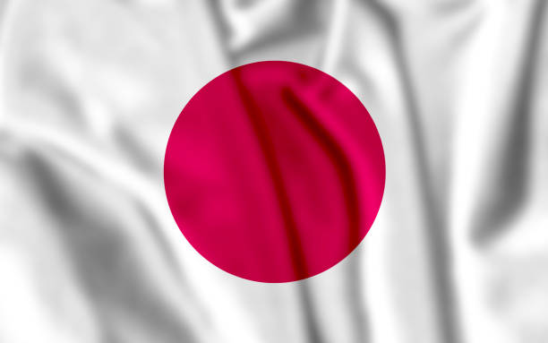 istock Japan flag with fabric texture. 3D illustration. 1366946727