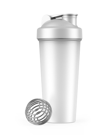 Blank white plastic shaker bottle with flip lid for mock up and template design. 3d render illustration.