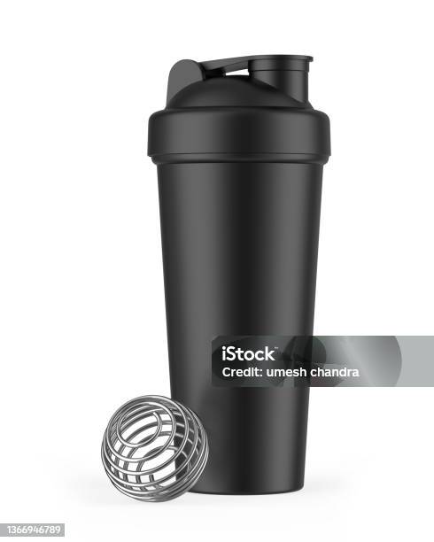 Blank White Plastic Shaker Bottle With Flip Lid For Mock Up And Template Design Stock Photo - Download Image Now