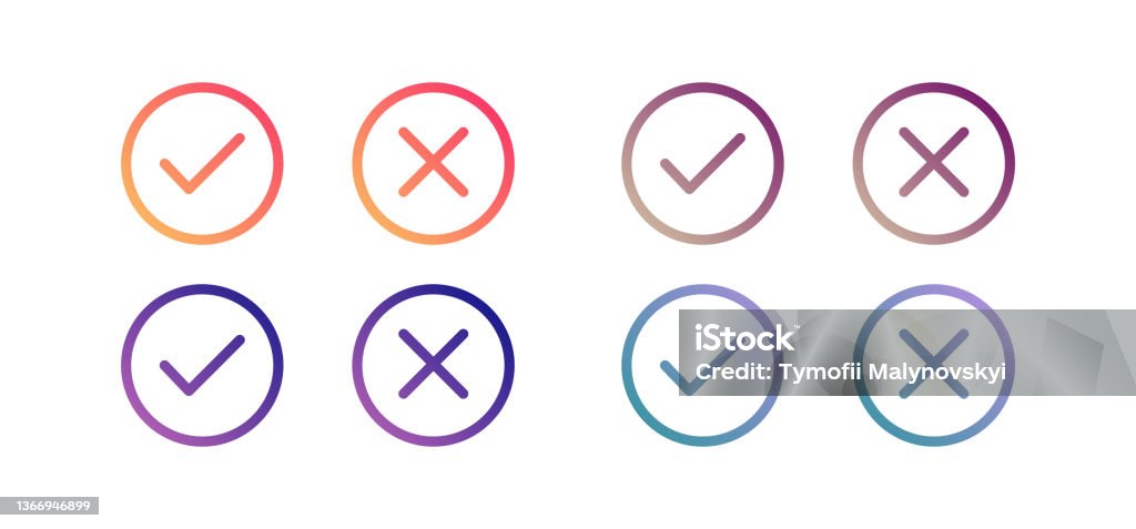 Check Box Incorrect Yes And No Gradient Checkmarks Colorful Correct And Wrong Tick Checkbox ...