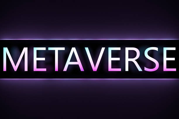 istock Letters metaverse neon glowing. Metaverse sign in glowing neon light with reflection. 3D illustration. 1366950145