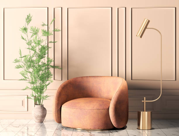 istock Interior with armchair in modern living room home design 3d rendering 1366951129