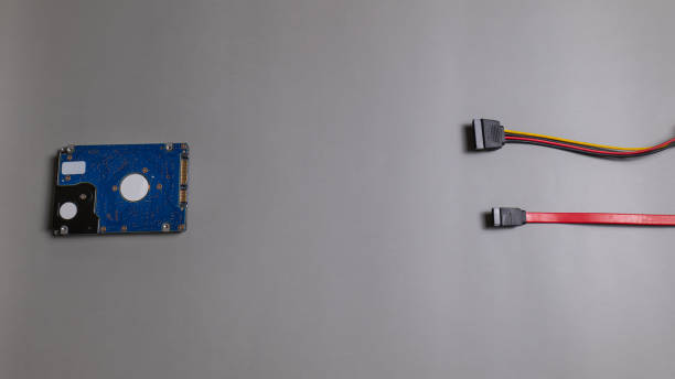 istock High angle view of HDD connection with SATA cable and power cable. using the correct type for use 1366952937