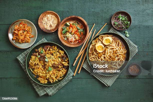 Korean Dishes Stock Photo - Download Image Now - Chinese Food, Japanese Food, Korean Food