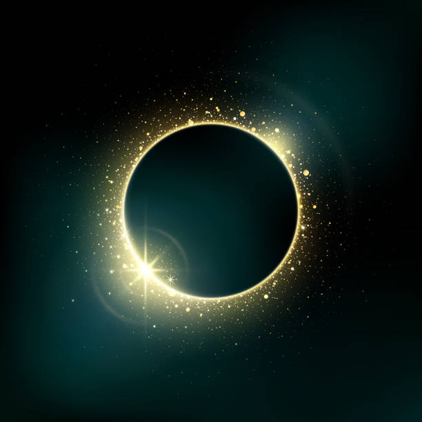 istock Gold circle of shiny particles on a dark green blue background. Shining gold frame, place for text. Invitation vector background. Round border, frame. Lens flare effect on dark. Card party Invitation 1366957179