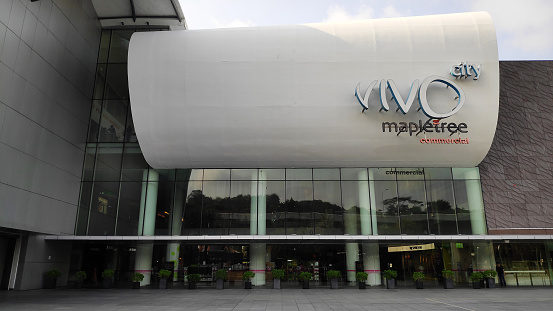 Singapore- 06 Sep, 2019: Main entrance of Vivo City Harbourfront Centre. VivoCity is the Singapore's largest shopping mall located in Harbourfront Centre