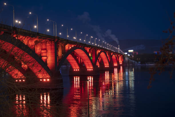 istock bridge over the river with illumination 1366962356