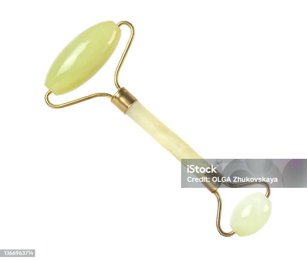Quartz Face Massager Isolated On White Background Stock Photo - Download Image Now - Jade Roller, Beauty, Massaging