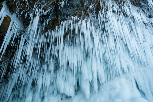 istock Icicles on the Lake Baikal in winter. 1366965450