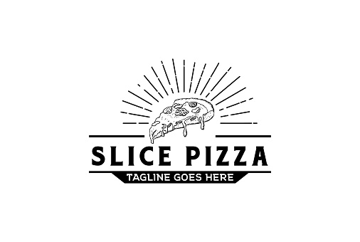 Pizza Slice for Vintage Rustic Retro Vintage Pizzeria Restaurant Bar Bistro symbol design