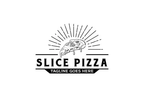 Vector illustration of Pizza Slice for Vintage Rustic Retro Vintage Pizzeria Restaurant Bar Bistro symbol design