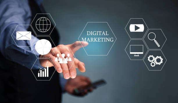 istock Man hand holding smart phone digital marketing word 1366967908