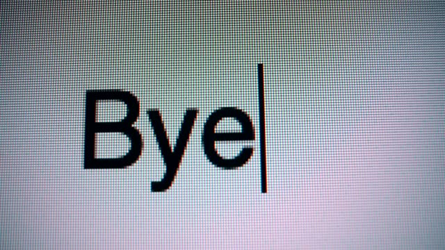 Typing the word bye