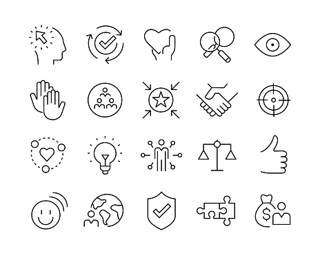 Business Ethics Icons - Vector Line Icons. Editable Stroke. Vector Graphic