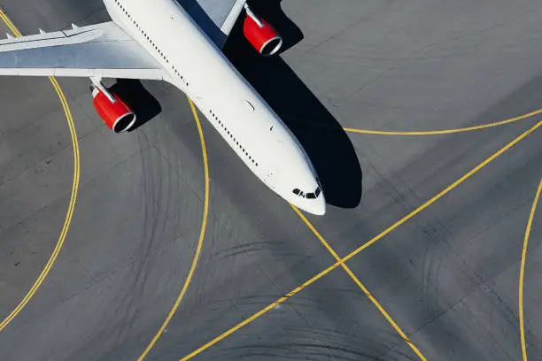 Photo of Aerial view of plane at airport