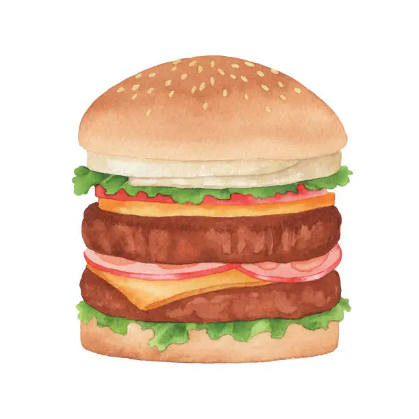 Vector illustration of Watercolor Cheese Burger