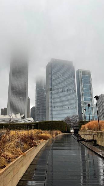 istock Downtown Chicago on a foggy day 1366970609