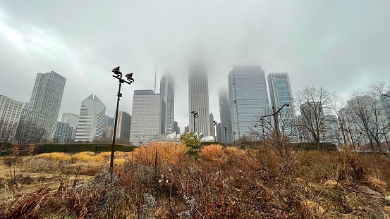 Chicago op een mistige dag