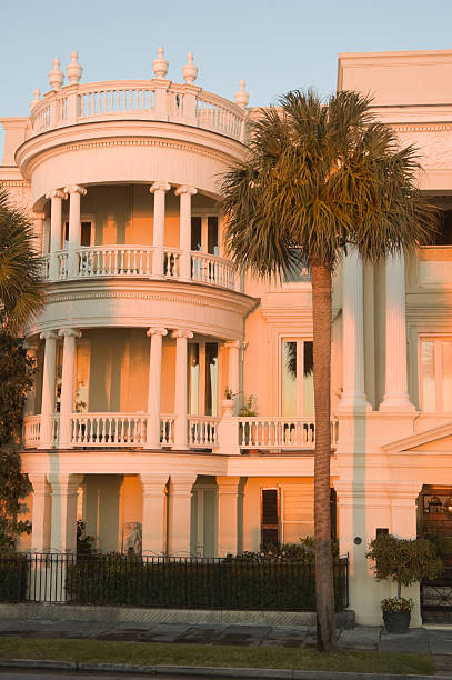 casa bianca all'alba, charleston, sc - day vertical palmetto south carolina foto e immagini stock