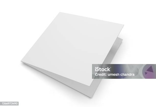 Blank Square Half Fold Brochure Template For Mock Up And Presentation Design Stock Photo - Download Image Now