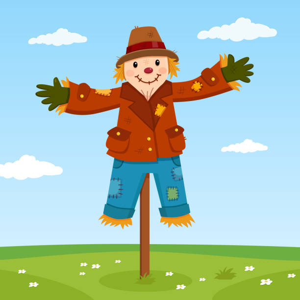 Happy Scarecrow vector art illustration