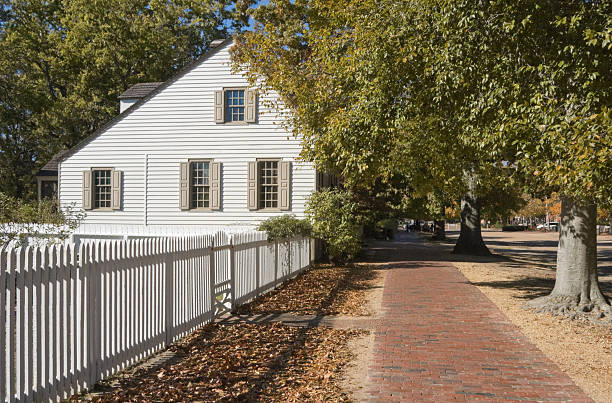 istock Colonial Street and White Picket Fence 136697535