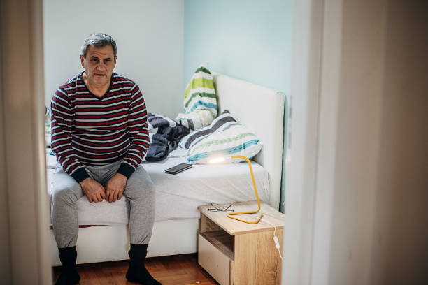 Portrait of a depressed man Portrait of a depressed man tramp home stock pictures, royalty-free photos & images