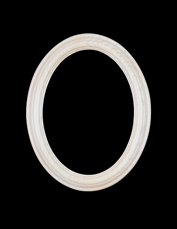 Wooden circle shaped picture frame 3D rendering illustration isolated on white background