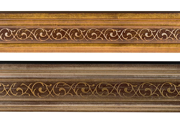 istock Art Deco Design Element, Picture Frame Moulding Pair, White Isolated 136697767