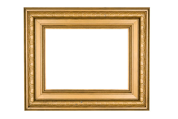 Picture Frame in Gold, White Isolated