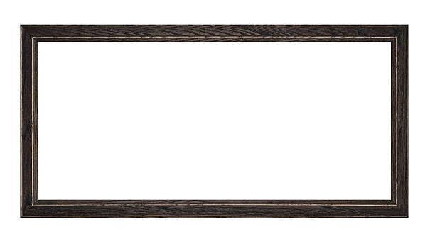 istock Panoramic Picture Frame in Black Rustic Wood, White Isolated 136697800