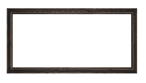 Panoramic Picture Frame in Black Rustic Wood, White Isolated stock photo