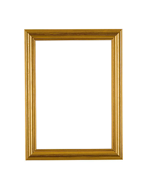 porta-retrato ouro em estreita estilo moderno, branco isolado - picture frame frame gold gilded - fotografias e filmes do acervo