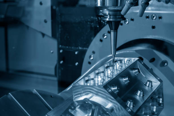 istock The  5-axis machining center cutting the v8-engine cylinder block by solid ball endmill tool. 1366978911