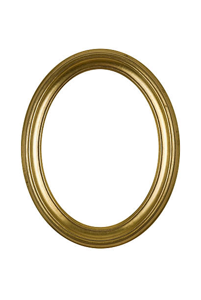 istock Picture Frame Gold Oval Round, White Isolated Studio Shot 136697919