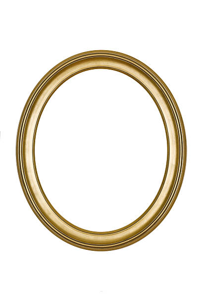 foto moldura de ouro oval, branco isolado fotografia de estúdio - picture frame frame ellipse photograph imagens e fotografias de stock