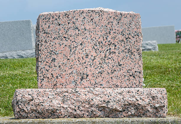 istock Blank Cemetery Headstone Close Up, Pink Granite 136698078