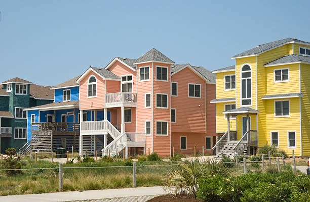 istock Brightly Colored Row Houses in Beach Resort Town 136698161