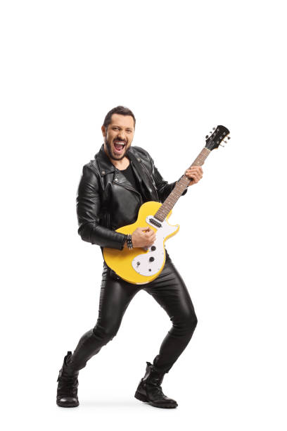 istock Rock star playing an electric guitar and singing 1366983148