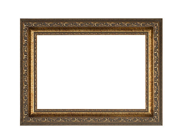 istock Gold Picture Frame, Fancy, White Isolated 136698345