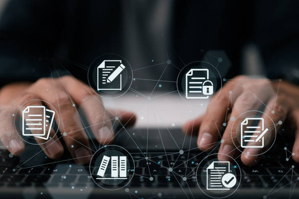 istock Concept of a Data Management System for Business Internet. 1366984981