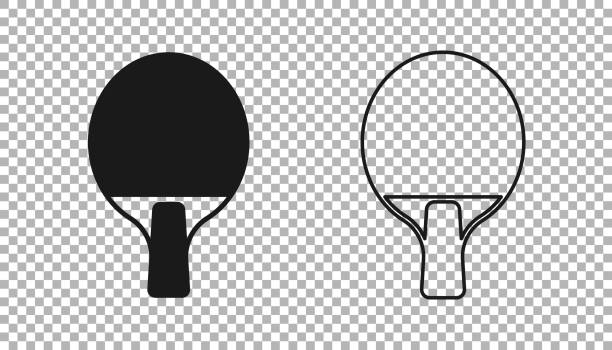 illustrations, cliparts, dessins animés et icônes de raquette noire pour jouer l’icône de tennis de table isolée sur le fond transparent. vecteur - tennis indoors sport leisure games