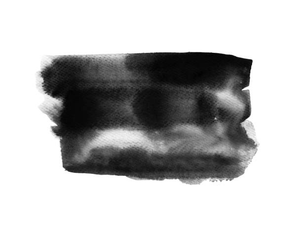 Black ink wash watercolor isolated on white