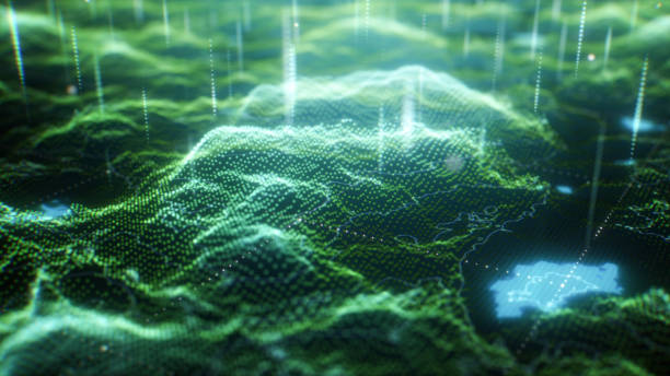 istock Information being uploaded from many locations in one landscape 1366985974