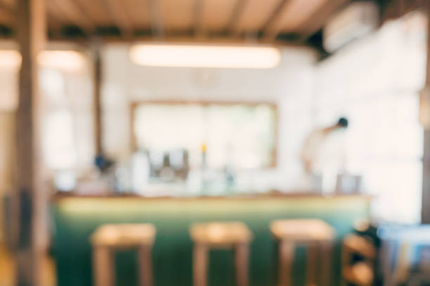 Abstract blur and defocused interior coffee shop or cafe for background.