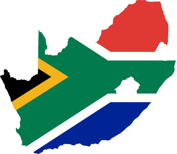 ilustrações, clipart, desenhos animados e ícones de bandeira da áfrica do sul no mapa isolado em png ou fundo transparente, símbolo da áfrica do sul , modelo para banner, publicidade, comercial e negócios combinando país, ilustração vetorial - south african flag flag africa south africa