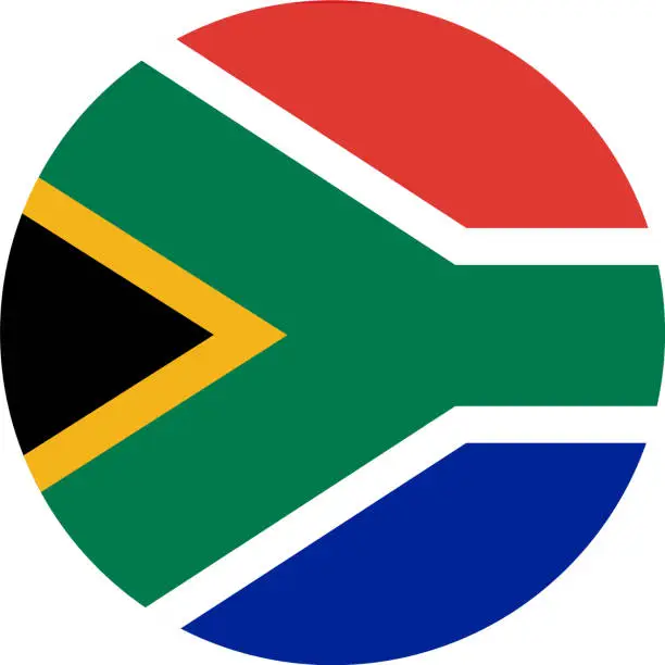 Vector illustration of South Africa flag in circle shape isolated  on white or transparent  background,Symbol of South Africa, template for banner,card,advertising, magazine, and business matching country poster, vector