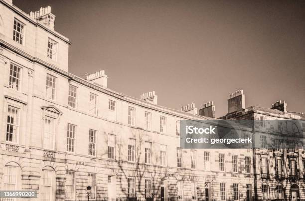Edinburgh New Town Vintage Stock Photo - Download Image Now - Archival, History, Row House